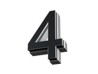 Number 4 - steel and carbon extruded number isolated on white background