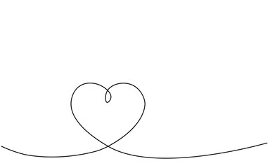 Fototapeta premium Heart one line drawing isolated on white background, vector illustration.