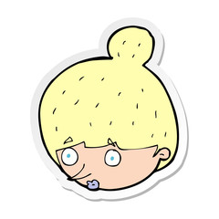 sticker of a cartoon surprised womans face