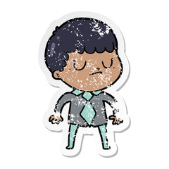 Obraz premium distressed sticker of a cartoon grumpy boy