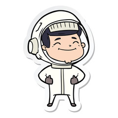 sticker of a happy cartoon astronaut