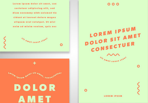 Eight Light Green And Orange Social Media Post Layouts