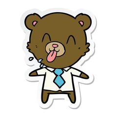 sticker of a rude cartoon bear boss