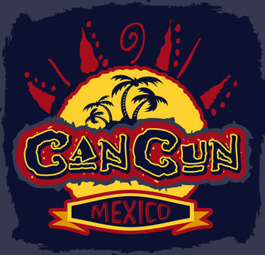 Cancun Mexico Vector Icon, Emblem Design