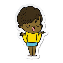 sticker of a cartoon woman talking
