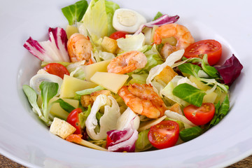 Caesar with prawns