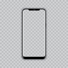 Realistic modern smart phone with. Transparent screen. Vector.
