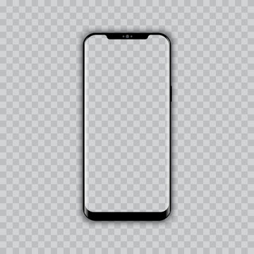 Realistic modern smart phone with. Transparent screen. Vector.