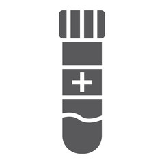 Test tube glyph icon, medicine and equipment, lab flask sign, vector graphics, a solid pattern on a white background.