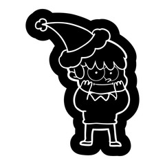 happy cartoon icon of a man wearing santa hat