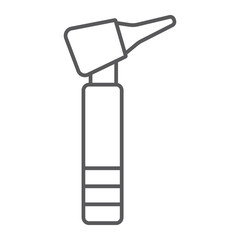 Otoscope thin line icon, medicine and equipment, hospital tool sign, vector graphics, a linear pattern on a white background.
