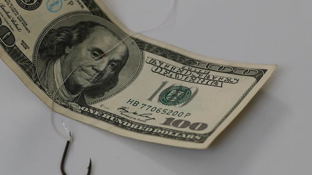 a fishing line attracts $ 100, uses 100 dollars as bait, money is used to hunt people,