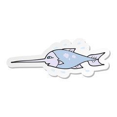 sticker of a cartoon swordfish