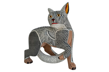 Mexican fantasy figures called Alebrijes. Elaborate painted weird sculptures made in Oaxaca, Mexico