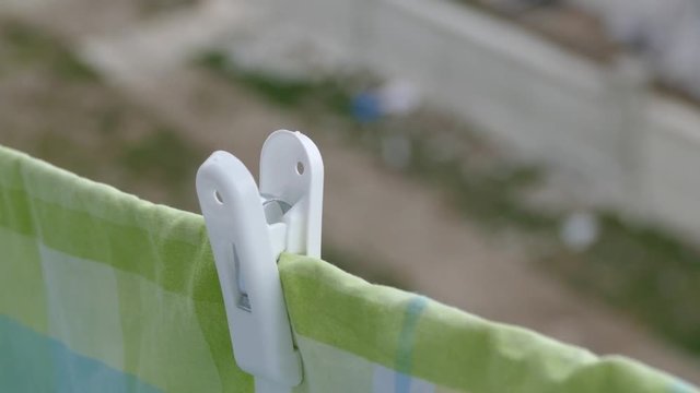 clothes drying and pegs close-up,