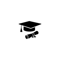 diploma and graduate cap icon