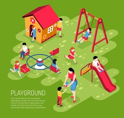 Obraz na płótnie Canvas Kindergarten Play Ground Isometric Illustration