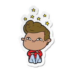 sticker of a cartoon excited man