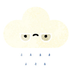 retro illustration style cartoon rain cloud