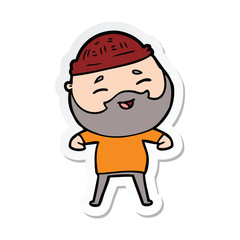 sticker of a cartoon happy bearded man