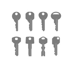 Various types of vector silhouettes of a key