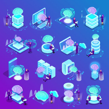 Artificial Intelligence Isometric Icons