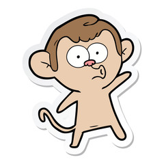 sticker of a cartoon surprised monkey
