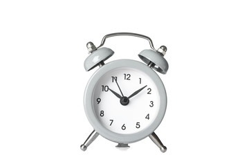Beautiful retro alarm clock isolated on white background