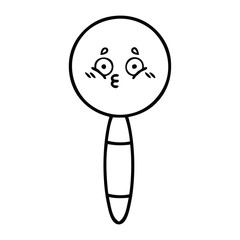 line drawing cartoon magnifying glass