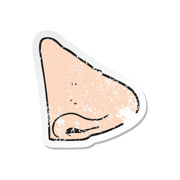retro distressed sticker of a cartoon nose