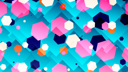 Colorful abstract poster with hexagon, geometric shapes. Geometric banner. Vector illustration. 