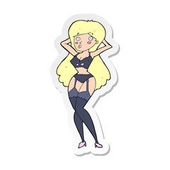 sticker of a cartoon woman in lingerie