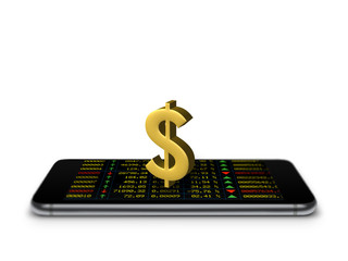 Finance on mobile phone with US Dollar