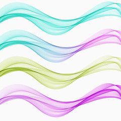  Set of elegant colored waves on white background