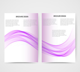  Set of white banners with shadow with a purple wavy wave, on an abstract background. Invitation, design element