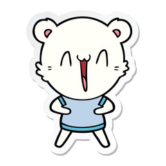sticker of a happy polar bear cartoon