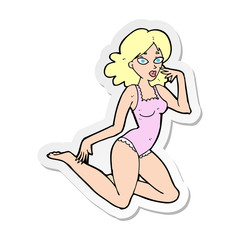 sticker of a cartoon woman in lingerie