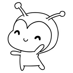 line drawing kawaii of a cute lady bug