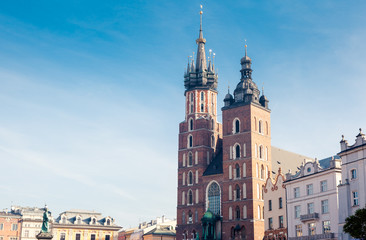 Fototapeta na wymiar Fantastic view of the ancient city Krakow on a sunny day.