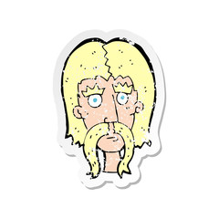 retro distressed sticker of a cartoon man with long mustache