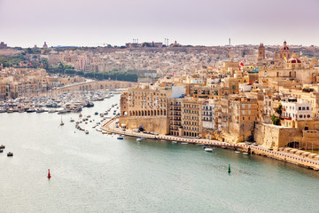 Stunning image of the Grand Harbour, ancient city Valletta.