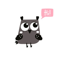 Little owl vector print.