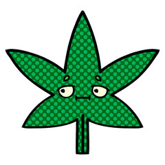 comic book style cartoon marijuana leaf