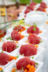 Raw meat finger food
