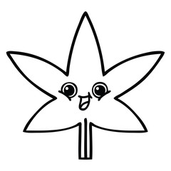 line drawing cartoon marijuana leaf