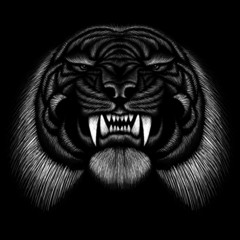 Le tigre du logo vectoriel pour la conception de tatouages ou de t-shirts ou de vêtements d& 39 extérieur. Fond de tigres de style chasse.