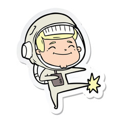 sticker of a happy cartoon astronaut
