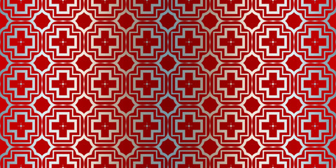 Abstract Vector Seamless Pattern With Abstract Geometric Style. Repeating Sample Figure And Line. For Fashion Interiors Design, Wallpaper, Textile Industry. Silver red color