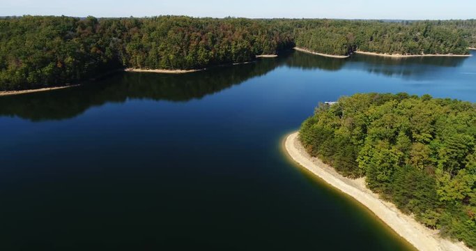 Speedboat on River, Daniel Boone National Forest, Aerial