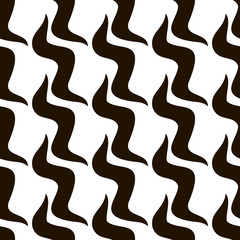 Seamless pattern, waves, curves. Black White.